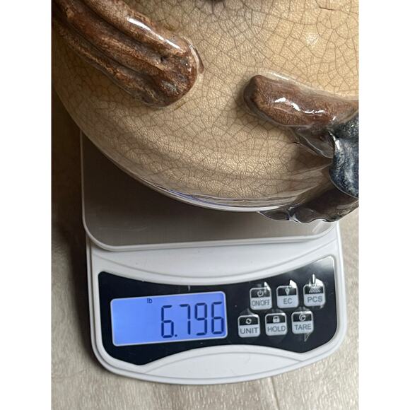 Vintage Crackle Glaze Grape Cluster Pottery Vase Jug Rustic Farmhouse 9.5" - Picture 5 of 8